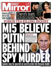 Daily Mirror Newspaper Front Page (UK) for 23 July 2014