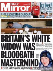Daily Mirror Newspaper Front Page (UK) for 23 September 2013