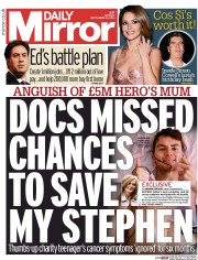 Daily Mirror (UK) Newspaper Front Page for 23 September 2014