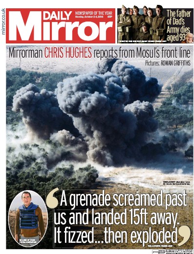Daily Mirror Newspaper Front Page (UK) for 24 October 2016