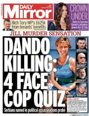 Daily Mirror Newspaper Front Page (UK) for 24 February 2014