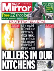 Daily Mirror (UK) Newspaper Front Page for 24 June 2017