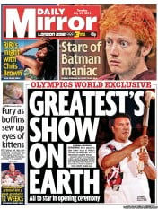 Daily Mirror Newspaper Front Page (UK) for 24 July 2012