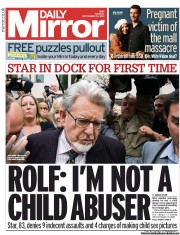 Daily Mirror Newspaper Front Page (UK) for 24 September 2013