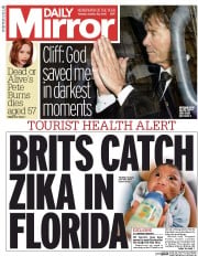 Daily Mirror (UK) Newspaper Front Page for 25 October 2016