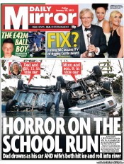 Daily Mirror (UK) Newspaper Front Page for 25 January 2013