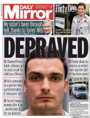 Daily Mirror (UK) Newspaper Front Page for 25 March 2016