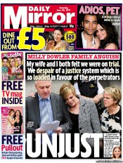 Daily Mirror Newspaper Front Page (UK) for 25 June 2011