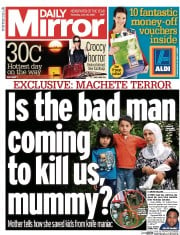 Daily Mirror Newspaper Front Page (UK) for 25 June 2015