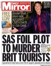 Daily Mirror (UK) Newspaper Front Page for 25 July 2015