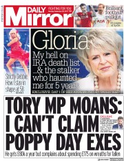 Daily Mirror (UK) Newspaper Front Page for 25 September 2017