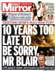 Daily Mirror (UK) Newspaper Front Page for 26 October 2015