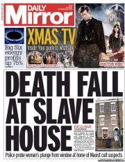 Daily Mirror Newspaper Front Page (UK) for 26 November 2013