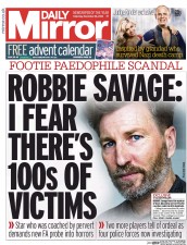 Daily Mirror (UK) Newspaper Front Page for 26 November 2016