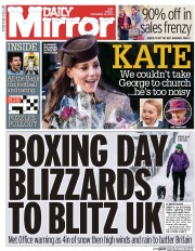 Daily Mirror (UK) Newspaper Front Page for 26 December 2014