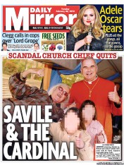 Daily Mirror Newspaper Front Page (UK) for 26 February 2013