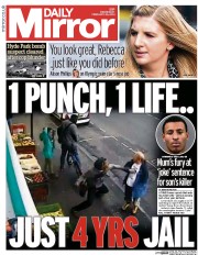 Daily Mirror Newspaper Front Page (UK) for 26 February 2014
