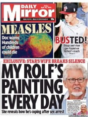 Daily Mirror Newspaper Front Page (UK) for 26 April 2013