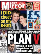 Daily Mirror (UK) Newspaper Front Page for 26 July 2012