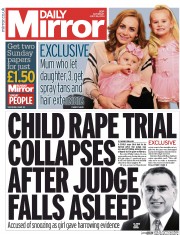 Daily Mirror Newspaper Front Page (UK) for 26 July 2014