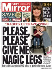 Daily Mirror (UK) Newspaper Front Page for 27 February 2016
