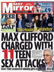Daily Mirror (UK) Newspaper Front Page for 27 April 2013