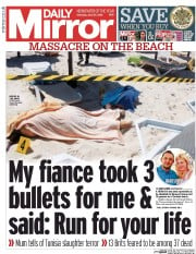 Daily Mirror Newspaper Front Page (UK) for 27 June 2015