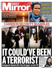 Daily Mirror (UK) Newspaper Front Page for 28 October 2014