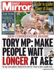 Daily Mirror (UK) Newspaper Front Page for 28 April 2015