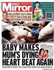 Daily Mirror Newspaper Front Page (UK) for 28 May 2015