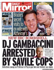 Daily Mirror Newspaper Front Page (UK) for 2 November 2013