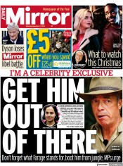 Daily Mirror front page for 2 December 2023