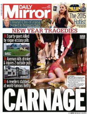 Daily Mirror (UK) Newspaper Front Page for 2 January 2015