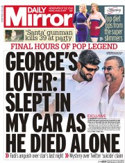 Daily Mirror (UK) Newspaper Front Page for 2 January 2017