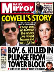 Daily Mirror (UK) Newspaper Front Page for 2 June 2011