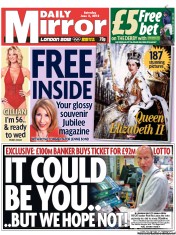 Daily Mirror (UK) Newspaper Front Page for 2 June 2012