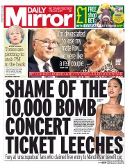 Daily Mirror (UK) Newspaper Front Page for 2 June 2017