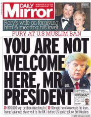 Daily Mirror (UK) Newspaper Front Page for 30 January 2017