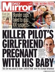 Daily Mirror Newspaper Front Page (UK) for 30 March 2015