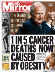 Daily Mirror (UK) Newspaper Front Page for 30 May 2015