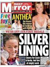 Daily Mirror (UK) Newspaper Front Page for 30 July 2012