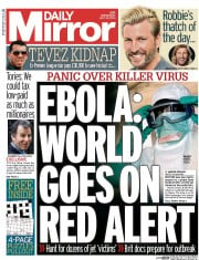 Daily Mirror Newspaper Front Page (UK) for 30 July 2014