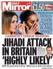 Daily Mirror (UK) Newspaper Front Page for 30 August 2014