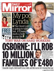 Daily Mirror (UK) Newspaper Front Page for 30 September 2014