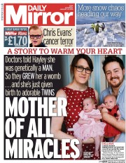 Daily Mirror (UK) Newspaper Front Page for 31 January 2015