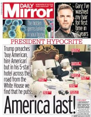 Daily Mirror (UK) Newspaper Front Page for 31 January 2017