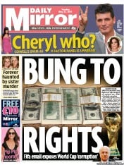 Daily Mirror Newspaper Front Page (UK) for 31 May 2011