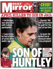 Daily Mirror (UK) Newspaper Front Page for 31 May 2013