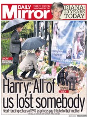 Daily Mirror (UK) Newspaper Front Page for 31 August 2017