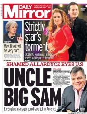 Daily Mirror (UK) Newspaper Front Page for 3 October 2016